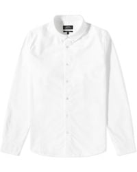 A.P.C. - Greg Logo Button Down Oxford Shirt - Lyst