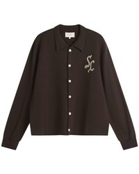 Second/Layer - Embroidered Logo Button Through Knit - Lyst