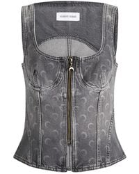 Marine Serre - Moon Laser Denim Bustier Top - Lyst