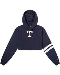 Tommy Hilfiger - Cropped Letterman Flag Hoodie - Lyst