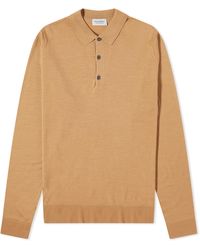 John Smedley - Long Sleeve Belper Merino Knit Polo Shirt - Lyst