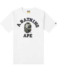 A Bathing Ape - Grid Camo College T-shirt - Lyst