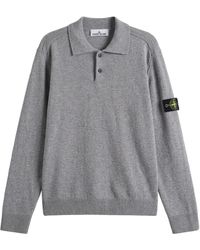 Stone Island - Geelong Wool Long Sleeve Polo - Lyst
