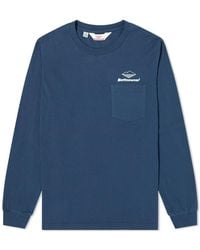 Battenwear Long Sleeve Team Pocket T-shirt - Blue