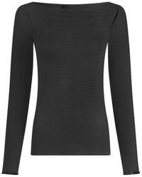 Skims - Sheer Modal Long Sleeve Wide Neck Top - Lyst