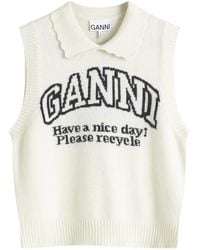 Ganni - Graphic Wool Mix Collar Vest - Lyst