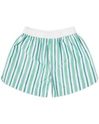 Ganni - Stripe Cotton Elasticated Shorts - Lyst