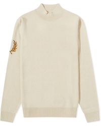 Fred Perry - Intarsia Laurel Wreath Mock Neck Knit - Lyst