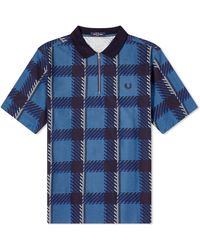Fred Perry - Gllitch Tartan Zip Neck Polo Shirt - Lyst