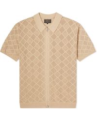 Beams Plus - Zip Mesh Knit Polo Shirt - Lyst