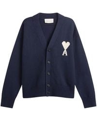 Ami Paris - Cardigan With Contrasted Ami De Coeur - Lyst
