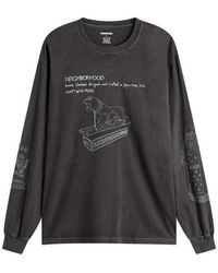Neighborhood Ls-1 Distorted Logo Long Sleeve T-Shirt in Black for