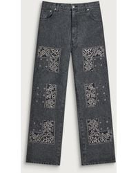 Nomarythm Textile - Bandana Embroidery Denim Jeans - Lyst