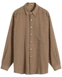 AURALEE Airy Wool Check Shirt in Black for Men | Lyst Canada