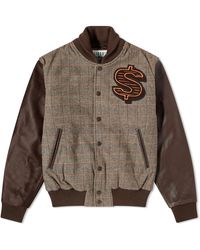 BBCICECREAM - Leather Sleeve Varsity Jacket - Lyst