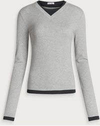 St. Agni - Organic Cotton V-Neck Long Sleeve Top - Lyst