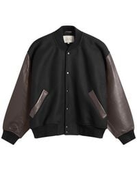 Studio Nicholson - Alph Leather Wool Varsity Bomber Jacket - Lyst