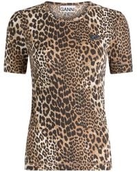 Ganni - Soft Cotton Rib Short Sleeve T-Shirt - Lyst