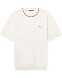 Fred Perry - Crew Neck Pique T-Shirt Snow - Lyst