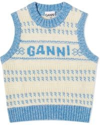Ganni - Graphic Lambswool O-Neck Vest - Lyst