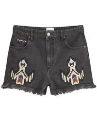 Isabel Marant - Lesia Embroidered Denim Shorts - Lyst
