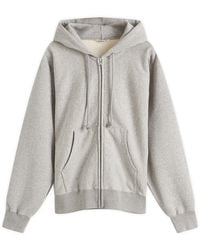 AURALEE Smooth Soft Sweat Zip Parka Jacket in Brown | Lyst