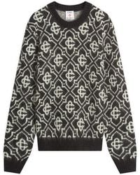 CASABLANCA - Monogram Mohair Blend Crew Sweatshirt - Lyst