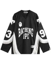 A Bathing Ape - Line Camo Jacquard Logo Ice Hockey Jersey - Lyst