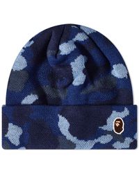 A Bathing Ape Color Camo Knit Cap - Blue