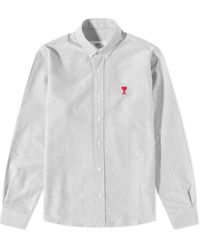 Ami Paris - Ami Heart Striped Button Down Oxford Shirt - Lyst