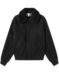 Ami Paris - Shearling Collar Wool Jacket - Lyst