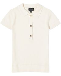 A.P.C. - Elora Knitted Polo Shirt Top - Lyst