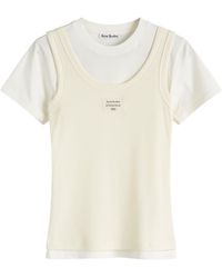 Acne Studios - Layered Appliquéd Ribbed Cotton-Blend Jersey T-Shirt - Lyst