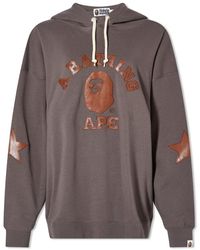 A Bathing Ape Patched Oversized Pullover Hoody - Gray