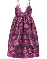 Ganni - Botanical Jacquard Mini Strap Dress - Lyst