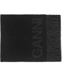 Ganni - Fringed Wool Scarf - Lyst