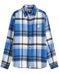 A Bathing Ape - Checked Overshirt - Lyst