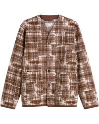 Universal Works - Patch Check Fleece Cardigan - Lyst