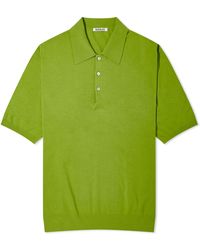 AURALEE - Cotton Knit Polo Shirt - Lyst