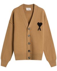 Ami Paris - Felted Merino Wool Knit Adc Cardigan - Lyst