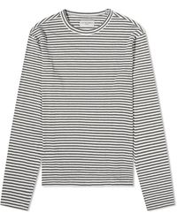 Officine Generale - Officine Générale French Linen Stripe Long Sleeve T-Shirt - Lyst