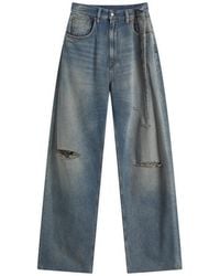 MM6 by Maison Martin Margiela - Oversized Distressed 5 Pocket Jeans - Lyst