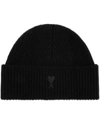 Ami Paris - Felted Merino Wool Knit Beanie - Lyst