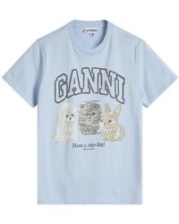 Ganni - Basic Cotton Jersey Animals Relaxed T-Shirt - Lyst