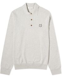 Maison Kitsuné - Bold Fox Head Patch Knitted Polo Shirt - Lyst