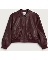 GOOD AMERICAN - Leather Cropped Bomber Jacket - Lyst