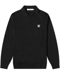 Maison Kitsuné - Fox Head Patch Knitted Polo Shirt - Lyst