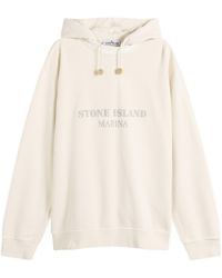 Stone Island - Marina Garment Dyed Logo Hoodie - Lyst