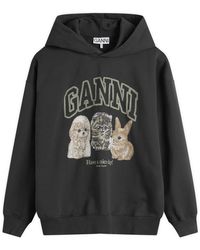 Ganni - Isoli Oversize Animals Crop Hoodie - Lyst