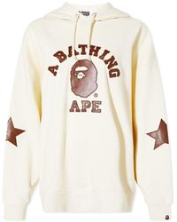 A Bathing Ape Patched Oversized Pullover Hoody - White